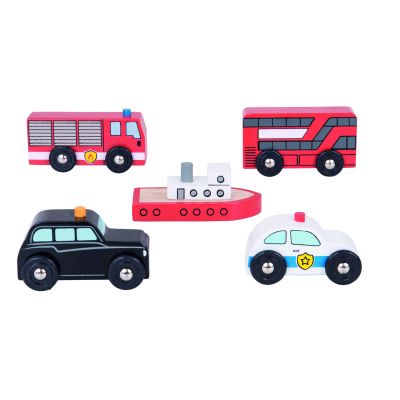 Set 5 vehicule din lemn