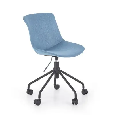 Scaun birou copii hm doblo, ergonomic, roti pivotante, cadru cromat, stofa, inaltime ajustabila, 100 kg, turcoaz drm4640