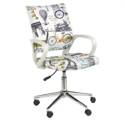 Scaun birou copii hm ibis paris, ergonomic, spatar curbat, cadru cromat, stofa, inaltime ajustabila, 100 kg, multicolor drm3736