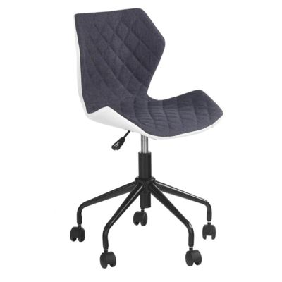 Scaun birou copii hm matrix, ergonomic, cadru metalic, stofa/piele ecologica, roti pivotante, 100 kg, alb/gri drm3841