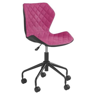 Scaun birou copii hm matrix, ergonomic, cadru metalic, stofa/piele ecologica, roti pivotante, 100 kg, negru/roz drm3843
