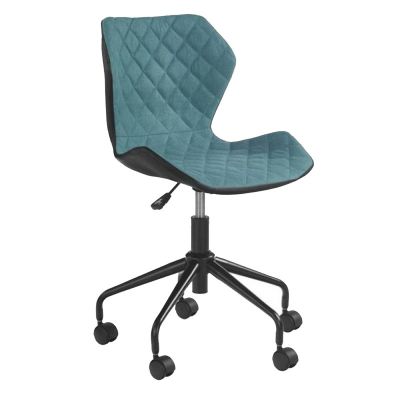 Scaun birou copii hm matrix, ergonomic, cadru cromat, stofa/piele ecologica, roti pivotante, 100 kg, negru/turcoaz drm3844
