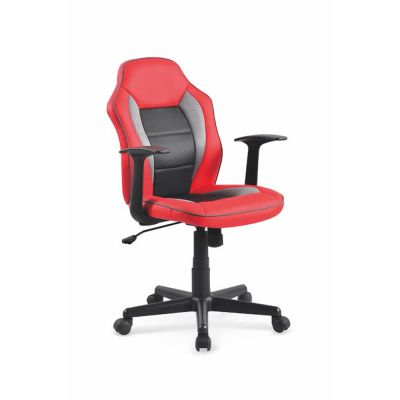 Scaun birou pentru copii hm nemo, ergonomic, cadru polipropilena, piele ecologica cu insertii de mesh, inaltime ajustabila, mecanism balansare, 110 kg, rosu/negru drm3849