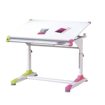 Birou ergonomic pentru copii hm collorido, inaltime reglabila, unghi inclinare ajustabil, cadru metalic, mdf, 100x66x69-84 cm, alb drm2316