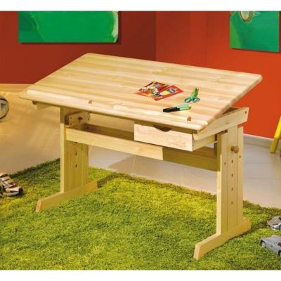 Birou ergonomic pentru copii hm julia, inaltime reglabila, unghi inclinare ajustabil, lemn, 109x55x63-93 cm, fag drm2314