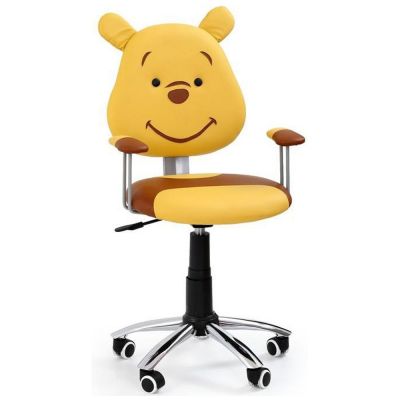 Scaun birou copii hm kubus, piele ecologica, cadru polipropilena, roti cauciucate, inaltime ajustabila, 80 kg, galben drm2283