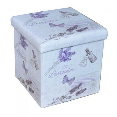 Taburete cu spatiu depozitare, design, mdf/ piele ecologica, 100 kg, 38 x 38, lavanda new drm3165