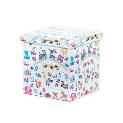 Taburete cu spatiu depozitare, design, mdf/ piele ecologica, 100 kg, 38 x 38, toys drm3169
