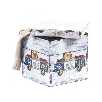 Taburete cu spatiu depozitare, design, mdf/ piele ecologica, 100 kg, 38 x 38, truck drm3170
