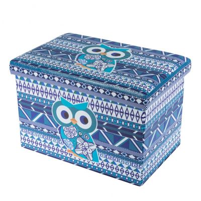 Taburete cu spatiu depozitare, design, mdf/ piele ecologica, 100 kg, 48 x 32 blue owl drm3175