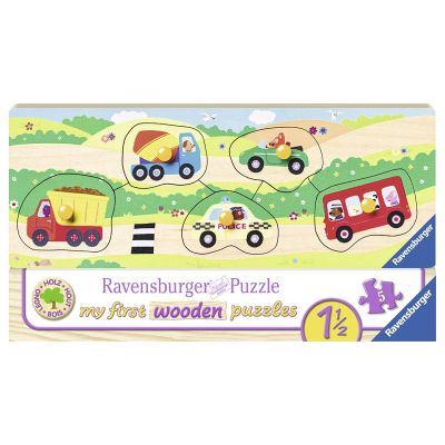 Puzzle Din Lemn Cu Vehicule, 5 Piese - ARTRVSPC03236