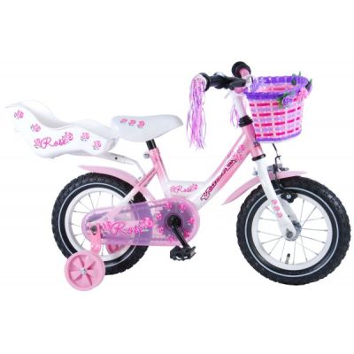 Bicicleta Volare pentru fete 12 inch cu roti ajutatoare partial montataRose - SOLVOL81203