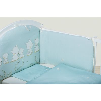 Set de pat pentru bebelusi blue teddy dream - 6 piese