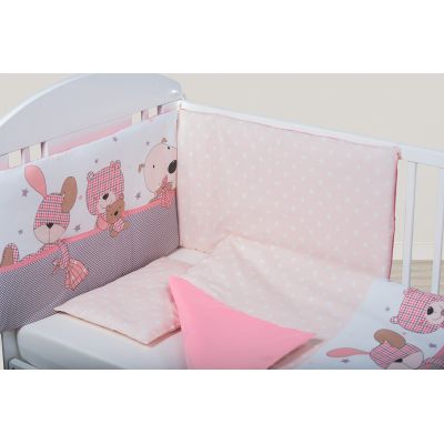Set de pat pentru bebelusi pink bunny - 3 piese