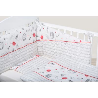 Set de pat pentru bebelusi red grey elephant - 6 piese