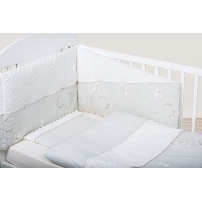 Set de pat pentru bebelusi teddy dream minky white - 6 piese