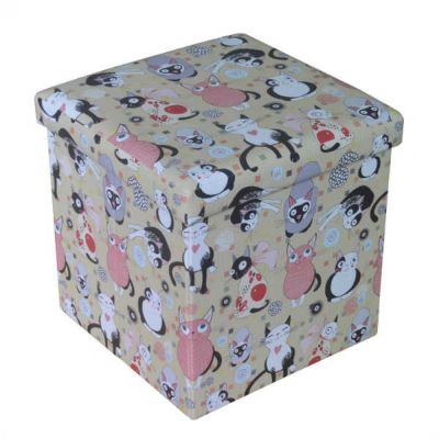 Taburete cu spatiu depozitare, design, mdf/ piele ecologica, 100 kg, 38 x 38, cats drm3163