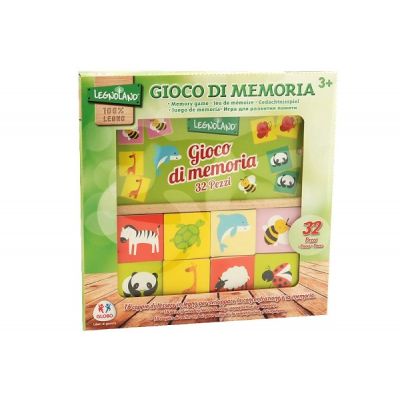 Joc educational din lemn 32 piese Globo Legnoland pentru copii asociere tip memo imagini animale - SOLGL37706