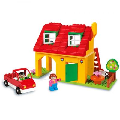 Set constructie Unico Vila cu masina 60 piese - SOLUN8515