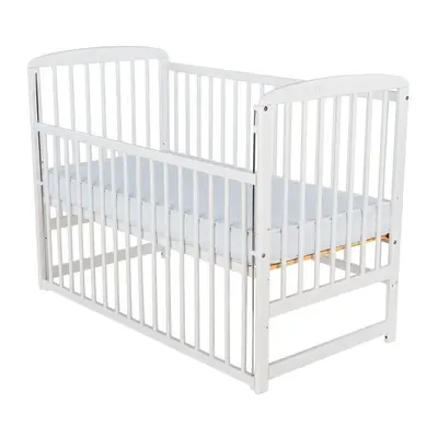 BabyNeeds - Patut din lemn Ola 120x60 cm, cu laterala culisanta, Alb BYNBOOLA03AL