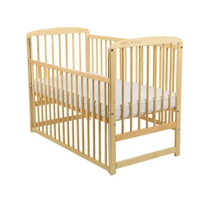 BabyNeeds - Patut din lemn Ola 120x60 cm, cu laterala culisanta, Natur BYNBOOLA03NT