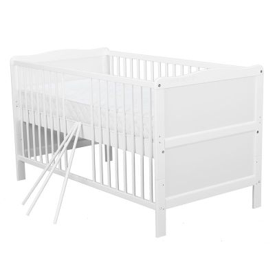 BabyNeeds - Patut din lemn Nadia 140x70 cm, transformabil, Alb BYNBONAD01AL
