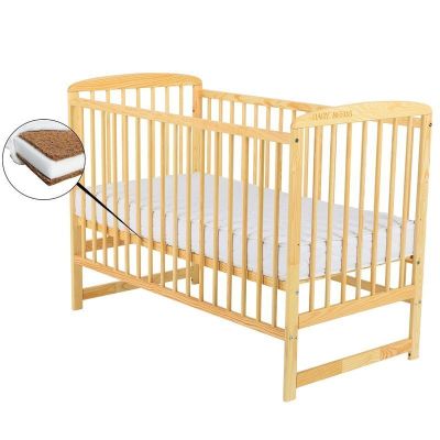 BabyNeeds - Patut din lemn Ola 120x60 cm, Natur + Saltea 8 cm BYNBOOLA8CM01NT