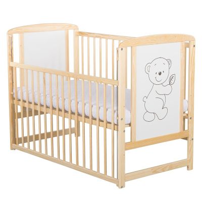 BabyNeeds - Patut din lemn Timmi 120x60 cm, cu laterala culisanta, Natur BYNBOTIM03NT