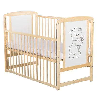 BabyNeeds - Patut din lemn Timmi 120x60 cm, cu laterala culisanta, Natur BYNBOTIM03NT