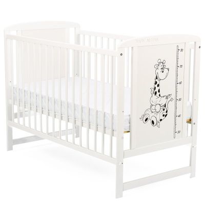 BabyNeeds - Patut din lemn Timmi Girafa 120x60 cm, Alb BYNBOTIMG01AL