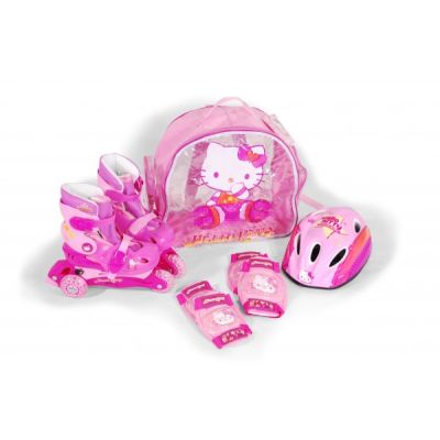 Role copii Saica reglabile 31-34 Hello Kitty cu protectii si casca in ghiozdan - SOLSA6609