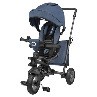 Lionelo - Tricicleta Tris Jeans Mecanism de pedalare libera, Suport picioare, Control al directiei, Scaun reversibil, Rotire 360 grade, Pliabila, Albastru BYNLO-TRIS_JEANS