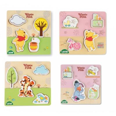 Puzzle din lemn Lena pentru copii 4 piese mari Winnie the Pooh - SOLLE32120