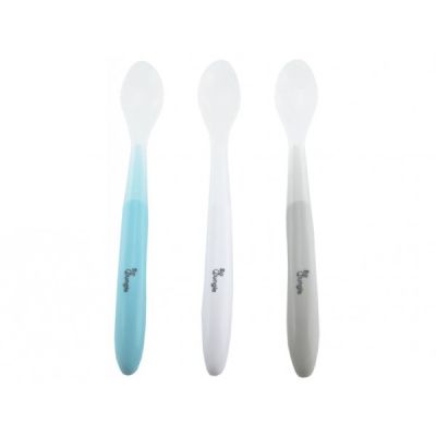 Set tacamuri copii BO Jungle 3 lingurite moi din silicon albastre - SOLBJB571010