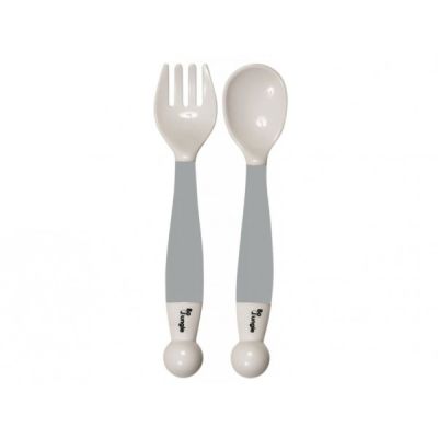 Set tacamuri copii BO Jungle lingurita si furculita gri flexibile - SOLBJB571110
