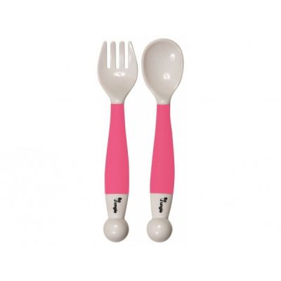 Set tacamuri copii BO Jungle lingurita si furculita roz flexibile - SOLBJB571100