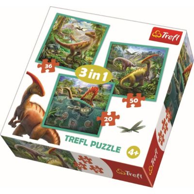 PUZZLE TREFL 3IN1 LUMEA EXTRAORDINARA A DINOZAURILOR VIV34837