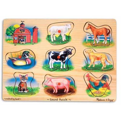 Puzzle lemn cu sunete Animale de la Ferma Melissa and Doug - OKEMD0268