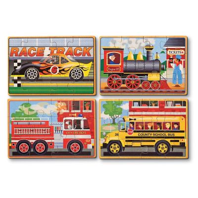 Set 4 puzzle lemn in cutie Vehicule Melissa and Doug - OKEMD3794