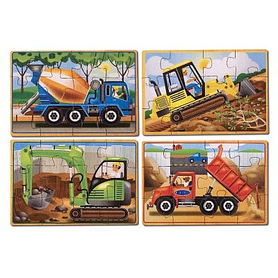 Set 4 puzzle lemn in cutie Vehicule pentru constructii Melissa and Doug - OKEMD3792