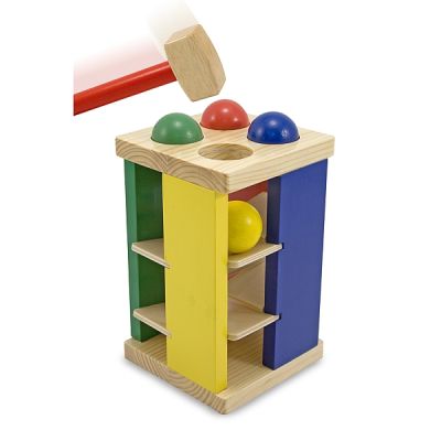 Turnul din lemn cu ciocan si bile Melissa and Doug - OKEMD3559