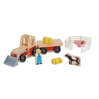 Set de joaca Excavator din lemn cu remorca - OKEMD9392