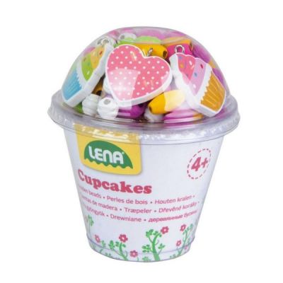 Margele din lemn si 3 pandantive prajituri Lena pentru confectionare bratari si lanticuri  - SOLLE32013