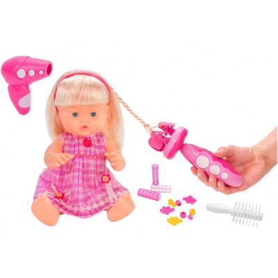 Papusa fetita cu sunete 40 cm Globo Bimbo 38931 cu accesorii frumusete si dispozitiv impletit parul - SOLGL38931