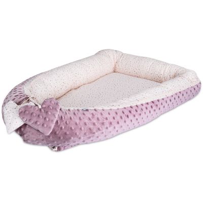 Baby nest cu 2 fete, pink hearts - cu 2 fete și 2 inimioare - 72 x 42 x 15cm