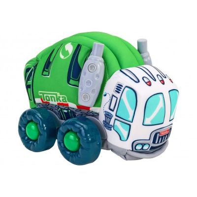 Jucarie moale pentru copii tip masina de Gunoi Globo Tonka cu sunete cu roti si accesorii din plastic Verde - SOLGL07295