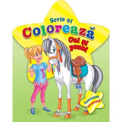 Scrie si coloreaza cai si ponei (verde)