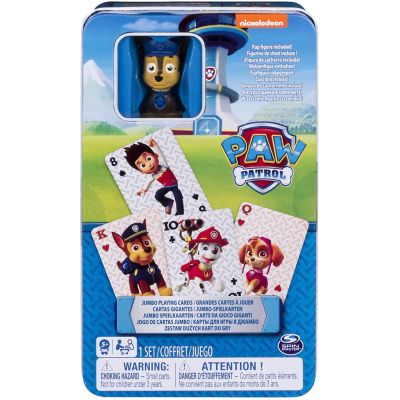 PATRULA CATELUSILOR CARTI DE JOC JUMBO CU FIGURINA IN CUTIE DE METAL VIV6044336