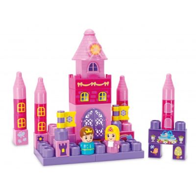 Set constructie piese mari roz Winfun Castel Printese 35 piese si turn cu melodii  - SOLWF16056G