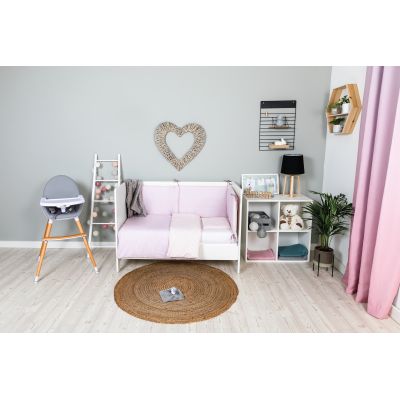 Set de pat pentru bebelusi pink heart - 3 piese, 100% bumbac